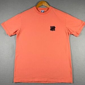 Vintage Undefeated Mens Five Strike Logo T-Shirt Coral Orange Made in USA Medium